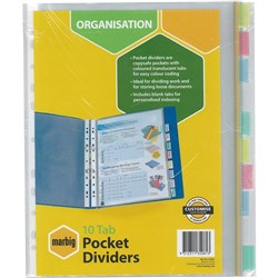 DIVIDER A4 10 TAB POCKET INSERT TAB