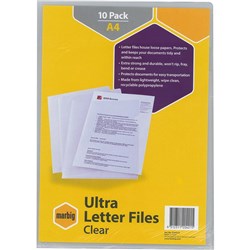 MARBIG ULTRA A4 LETTER FILES Clear Pack 10