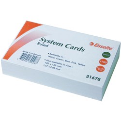 ESSELTE RULED SYSTEM CARDS 127x76mm 5x3 Wht Pk100