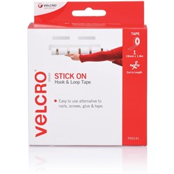 VELCRO STRIP HOOK & LOOP 19mmx1.8m White Dispenser