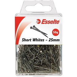 PINS SHORT WHITE 25MM 50GM