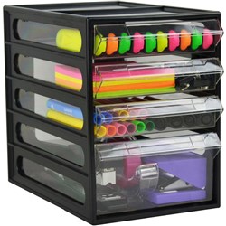 ITALPLAST DRAWER OFFICE Organiser Cabinet Black A5