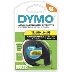 DYMO LETRATAG TAPE 12mm x 4m HYPER YELLO