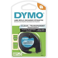 DYMO LETRATAG TAPE 12mm x 4m CLEAR