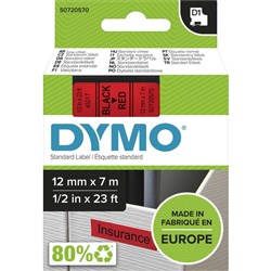 DYMO D1 12mm x 7m - BLACK ON RED