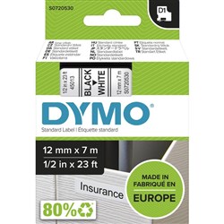 DYMO D1 12mm x 7m - BLACK ON WHITE