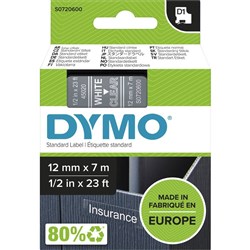 DYMO D1 12mm x 7m - WHITE ON CLEAR