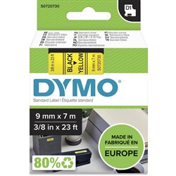 DYMO D1 9mm x 7m - BLACK ON YELLOW