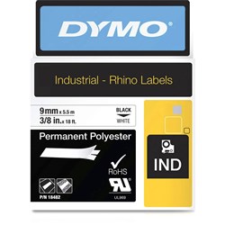 DYMO RHINO INDUSTRIAL LABEL TAPE Permanent Poly 9mm x 55m