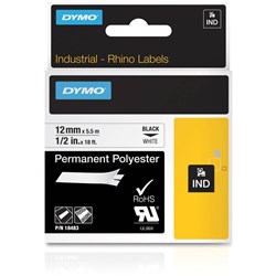 DYMO RHINO INDUSTRIAL LABEL TAPE Permanent Poly 12mm x 55m