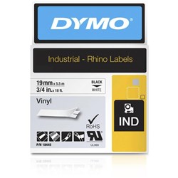 DYMO RHINO INDUSTRIAL LABEL TAPE Vinyl 19mm x 55m WHITE