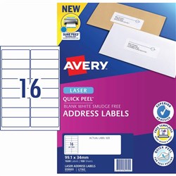 AVERY L7162 16UP Box 100 Sheets