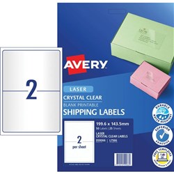 AVERY MAILING LASER LABELS L7168 2 L/P Sht 199.1x143.5mm Box of 50