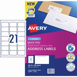 AVERY L7160 MAILING LABELS 21UP 63.5x38.1 Pack 420