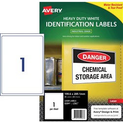 AVERY L7067 HEAVY DUTY LASER LABELS 1 L P Sht 199 6x289 1mm