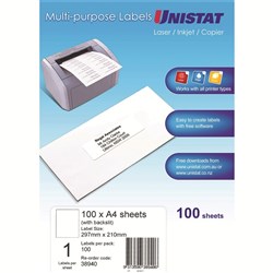 LABEL UNISTAT 1UP 210x297mm 38940