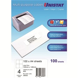 LABEL UNISTAT 4UP 105x148mm