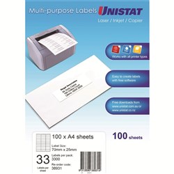 LABEL UNISTAT 33UP 70x25mm