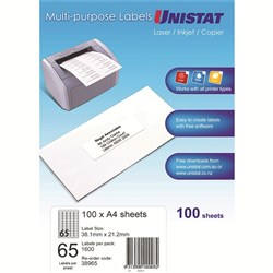 LABEL UNISTAT 65UP 38.1 X 21.2MM