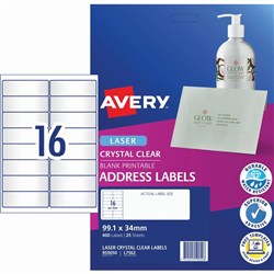 AVERY L7562-25 CLEAR 16UP