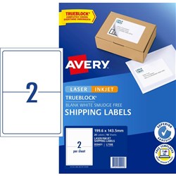 AVERY INTERNET SHIPPING LABELS L7168 2L/P/Sht 199.6x143.5mm