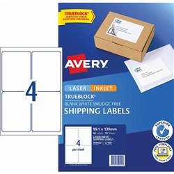 AVERY INTERNET SHIPPING LABELS L7169 4L/P/Sht 99.1x139mm
