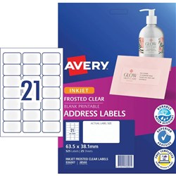 AVERY J8560-25 CLEAR 21UP