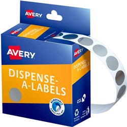 Avery Removable Disp Labels 14mm Round Silver Pack of 500