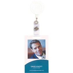 REXEL RETRACTABLE CARD HOLDERS W/ STRAP 750mm White