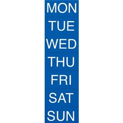 QUARTET MAGNETIC CALENDAR HEADINGS Days White on Blue 50x25mm