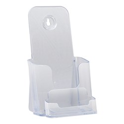 BROCHURE HOLDER DL DEFLECTO CLEAR WITH BUSINESS CARD HOLDER