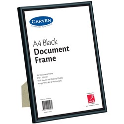 Q FRAME CERTIFICATE FRAME BLACK A4 Black Desk and Wall Mountable