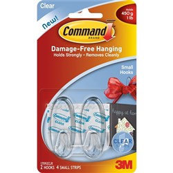 COMMAND CLEAR SMALL HOOK 2 Pack Pack of 2