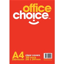 BINDING COVER CLEAR A4 H/W A4E Office Choice 250 Micron