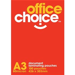 LAMINATE POUCH A3 80 MICRON OFFICE CHOICE