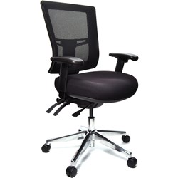 METRO II MID BACK MESH CHAIR Polished Aluminium Base Black Upholstery