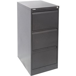GO 3 DRAWER FILING CABINET H1016xw460xd620mm Black Ripple