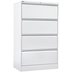 GO LATERAL FILING CABINET 4 DR White Satin H1321xW900xD470mm