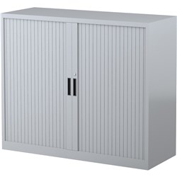 STEELCO TAMBOUR DOOR CUPBOARD 2 Shelf Silver Grey