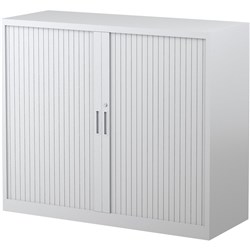 STEELCO TAMBOUR DOOR CUPBOARD 2 Shelf White Satin
