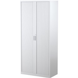 STEELCO TAMBOUR DOOR CUPBOARD 5 Shelf White Satin