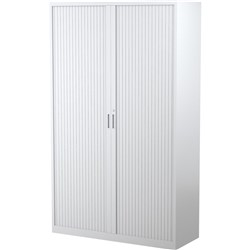 STEELCO TAMBOUR DOOR CUPBOARD 5 Shelf White Satin