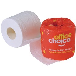 OFFICE CHOICE TOILET ROLLS Premium 2 ply 400 sheet Carton of 48 rolls
