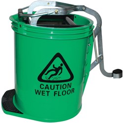 CLEANLINK H/DUTY MOP BUCKET Metal Wringer 16 Litre Green