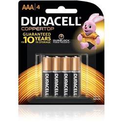 DURACELL COPPERTOP BATTERY AAA Card of 4 Pack of 4