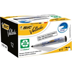 BIC WHITEBOARD 1701 ECO MARKER Black, Bullet Tip Pack of 12