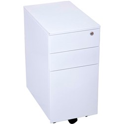 GO STEEL MOBILE PEDESTAL Slim Line Metal 3 Drawer Metal White