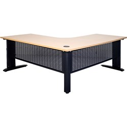 SUMMIT CORNER WORKSTATION Black Frame, Modesty Panel 1800x1800x750mm White Top