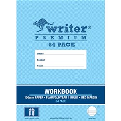 Writer Premium Workbook 245x330mm Plain And Queensland Year 1 Ruled 64 Page