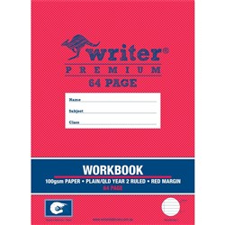 Writer Premium Workbook 245x330mm Plain And Queensland Year 2 Ruled 64 Page